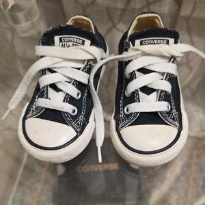 Converse Kids Navy Canvas Low-Top Sneakers with White Laces